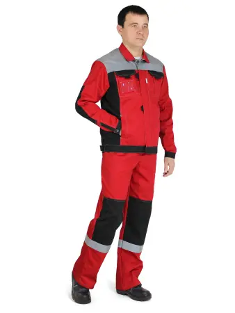 Костюм М с СОП с ПК (красный/черн/св.серый)