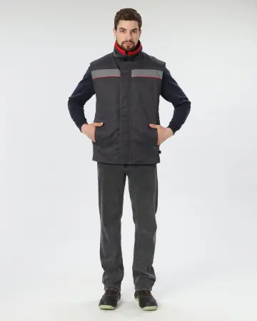 Жилет ГРЕЙ зимний (серый/красный)