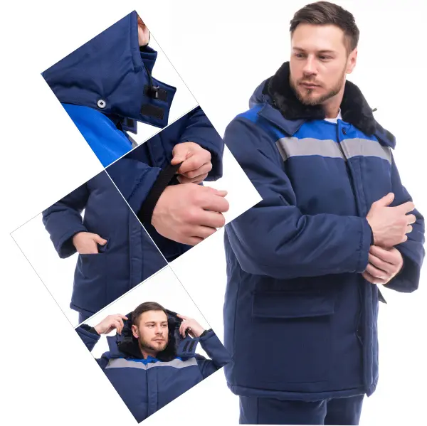 Куртка БРИГАДИР зимняя с манжетами с СОП (т.синий/васильковый)