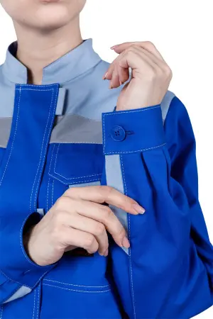 Костюм РАЦИОНАЛИЗАТОР женский с БР (василёк/серый)