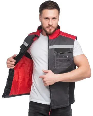 Жилет ФОРМУЛА зимний с СОП (т.серый/красный)