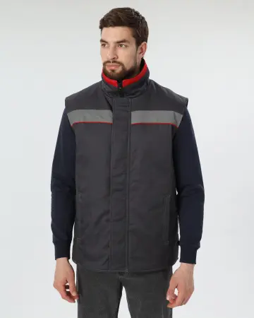 Жилет ГРЕЙ зимний (серый/красный)