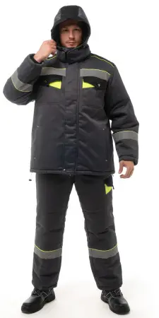 Костюм КОРВЕТ зимний СОП с БР (т.серый/черный/лимон)