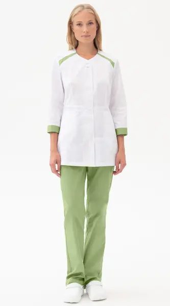 Костюм МИРАЖ женский с БР (белый/св.зеленый) женские медицинские