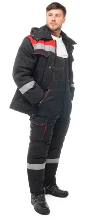 Костюм АНТЕЙ зимний с ПК (черный/красный)