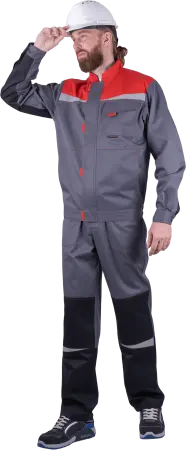 Костюм КМ-10 ЛЮКС летний с БР (серый/красный)