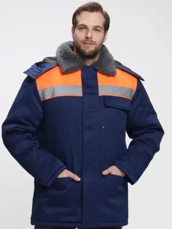 Куртка БРИГАДА NEW зимняя (т.синий/оранжевый)