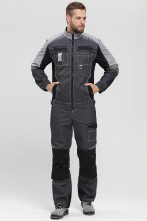 Костюм ВЕКТРОН-2 с ПК (т.серый/св.серый/черный)