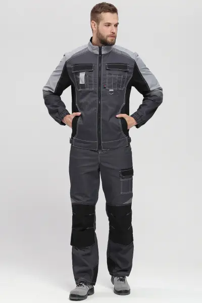 Костюм ВЕКТРОН-2 с ПК (т.серый/св.серый/черный)