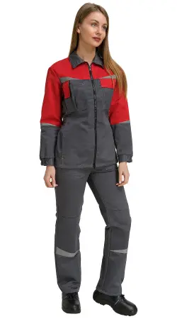Костюм RONTA KS625 женский с БР (т.серый/красный)