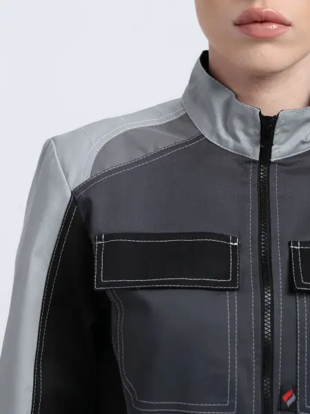 Костюм ВЕКТРОН-1 женский с БР (т.серый/св.серый/черный)