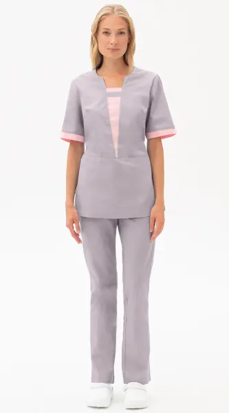 Костюм САНДРА женский с БР (серый/розовый) женские медицинские