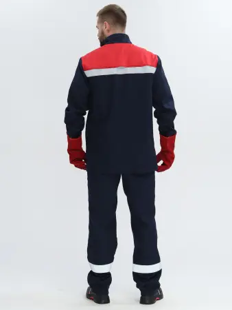 Костюм сварщика ВЕЛДСВАР-СОП 1 кл.защиты с БР (т.синий/красный)