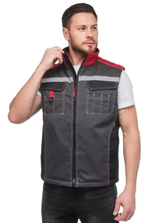 Жилет ФОРМУЛА зимний с СОП (т.серый/красный)