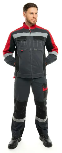 Костюм ФОРМУЛА КОТТОН ФП2 с ПК (т.серый/красный/черный)
