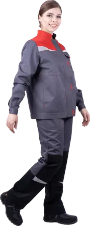 Костюм КМ-10 ЛЮКС жен. летний с БР (серый/красный)