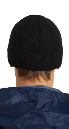 Шапка трикотажная на флисе вязка 12 класс (черный)