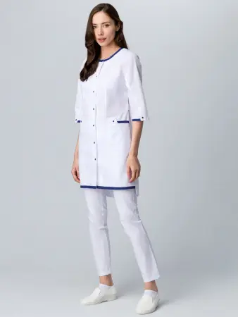 Халат СИМПЛ-003 женский (белый/синий) женские медицинские