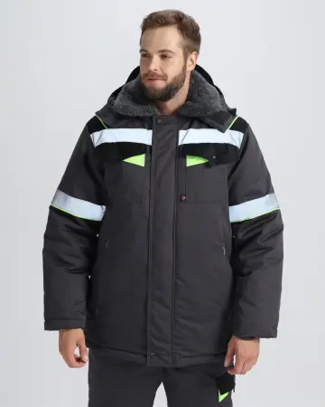 Костюм ХОВАРД зимний с ПК (т.серый/черный/лимонный)