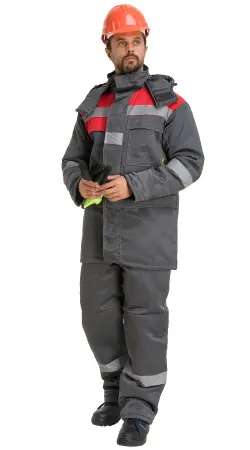 Костюм RONTA KS242 зимний с ПК (т.серый/красный)