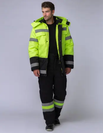 Костюм ДОРОЖНИК зимний с БР (лимонный/черный)