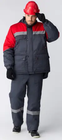 Костюм БАРРИК-2 СОП зимний с ПК (т.серый/красный)