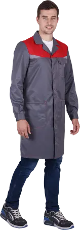 Халат КМ-10 ЛЮКС (серый/красный)