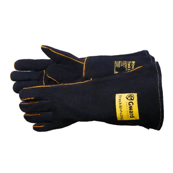 Краги TRACK BLACK LONG из спилка с широким раструбом (черный)