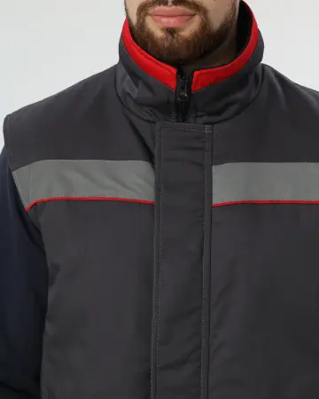 Жилет ГРЕЙ зимний (серый/красный)