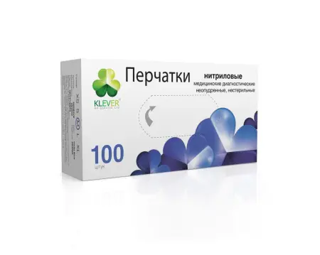 Перчатки нитриловые неопудренные, нестерильные (Violet Blue) "KLEVER" Перчатки нитриловые неопудренные, нестерильные (Violet Blue) "KLEVER"