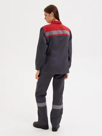 Костюм НОВА женский с БР (т.серый/красный)