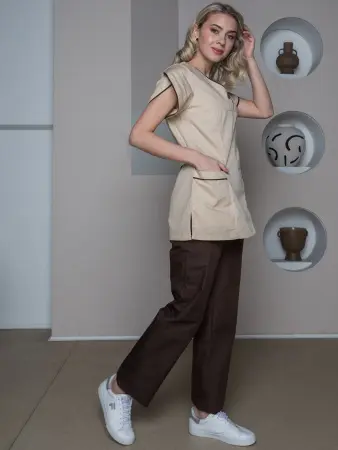 Костюм МОККО женский с БР (коричневый/бежевый) женские медицинские