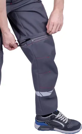 Брюки ХАЙ-ТЕК SAFETY (серый/чёрный/красный)