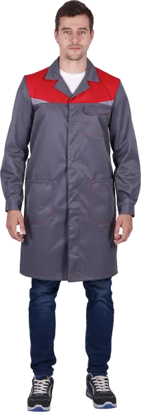 Халат КМ-10 ЛЮКС (серый/красный)