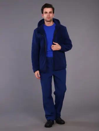 Куртка с капюшоном флисовая (т.синий)