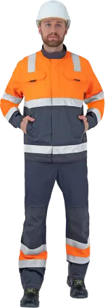 Костюм РЕФЛЕКТ-2 3-й класс защиты (флуоресцентный оранжевый/серый)