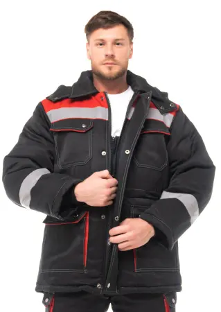 Костюм АНТЕЙ зимний с ПК (черный/красный)