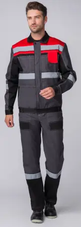 Костюм ВИВАТ-2 ПРЕМИУМ с ПК (серый/черный/красный)
