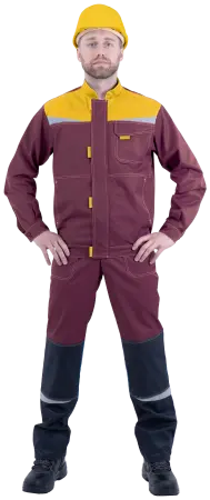 Костюм КМ-10 ЛЮКС с ПК (бордовый/желтый/черный)