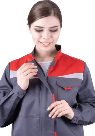 Костюм КМ-10 ЛЮКС жен. летний с БР (серый/красный)