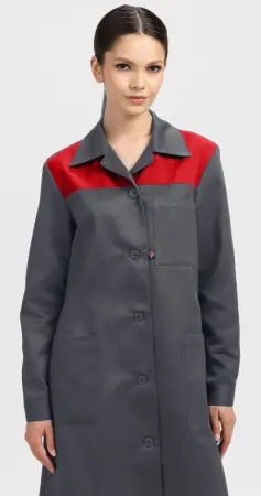 Халат ЛИГОР женский (т.серый/красный)