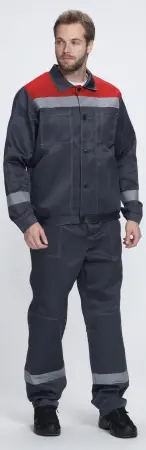 Костюм ЛИГОР-1 СОП с БР (т.серый/красный)