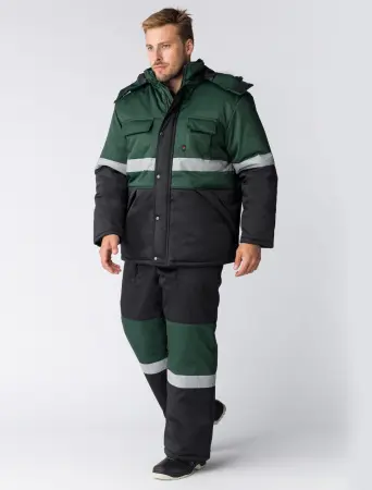 Костюм ПРОФИ-НОРД зимний с ПК (черный/зеленый)