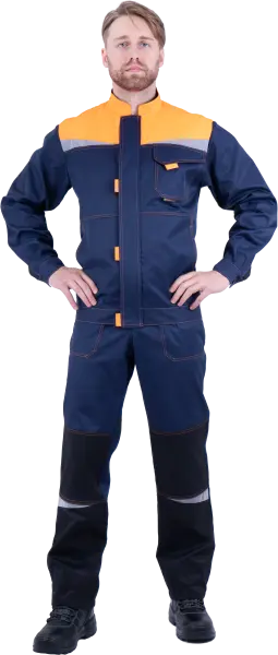 Костюм КМ-10 ЛЮКС с ПК (т.синий/оранжевый)