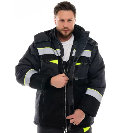 Костюм ОРЕГОН-МЕМБРАНА зимний с ПК (т. серый/черный/лимонный)