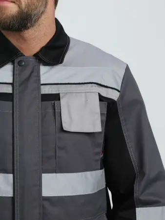 Костюм ВИВАТ-1 ПРЕМИУМ СН МВО с БР (т.серый/черный/св.серый)