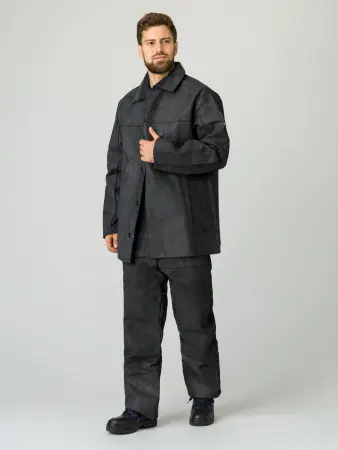 Костюм сварщика цельноспилковый 2 кл.защиты спилок 0,9-1,2 (черный)