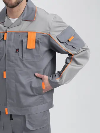 Костюм ДРАГА-2 с ПК (серый/св.серый/оранжевый)