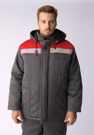 Куртка ЭКСПЕРТНЫЙ-ЛЮКС NEW зимняя (т.серый/красный)