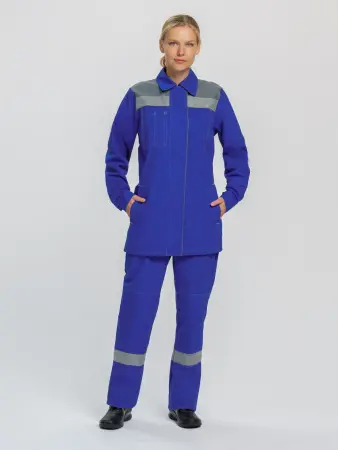 Костюм СМЕНА женский с БР (васильковый/серый)